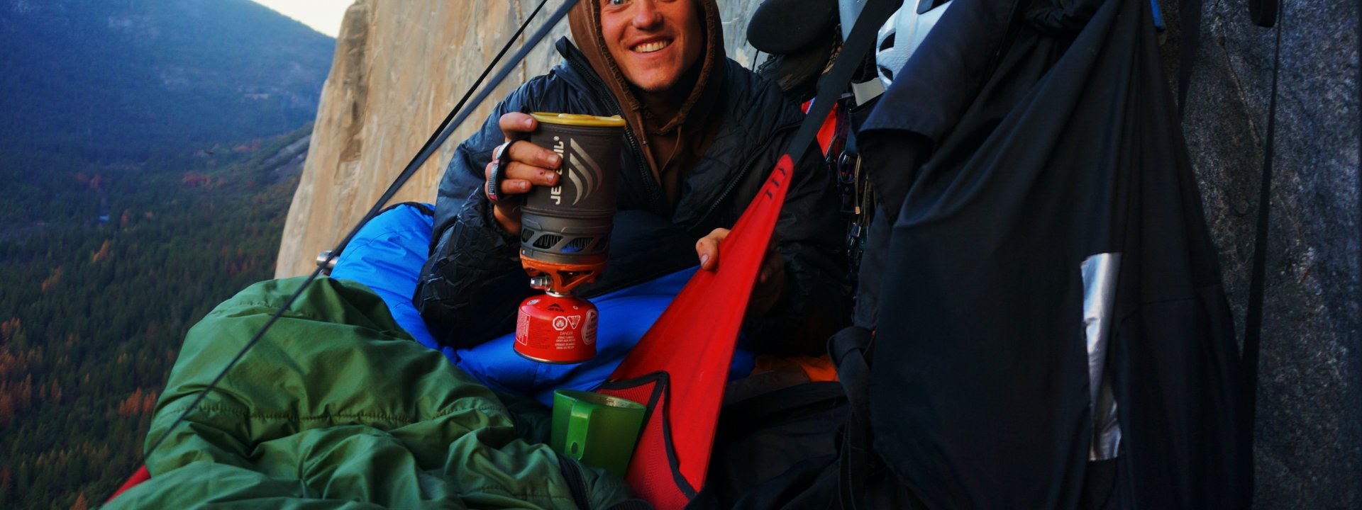 Michael enjoying the warmth of the jetboil. 