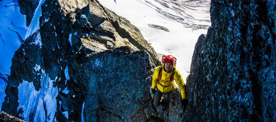 Climbing low on the North Ridge of Forbidden