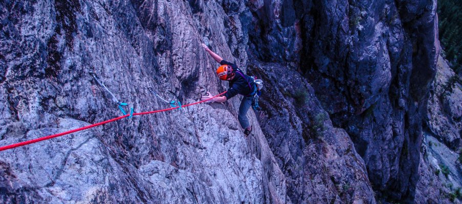 Climbing Sisyphus 11a on Goat Wall 